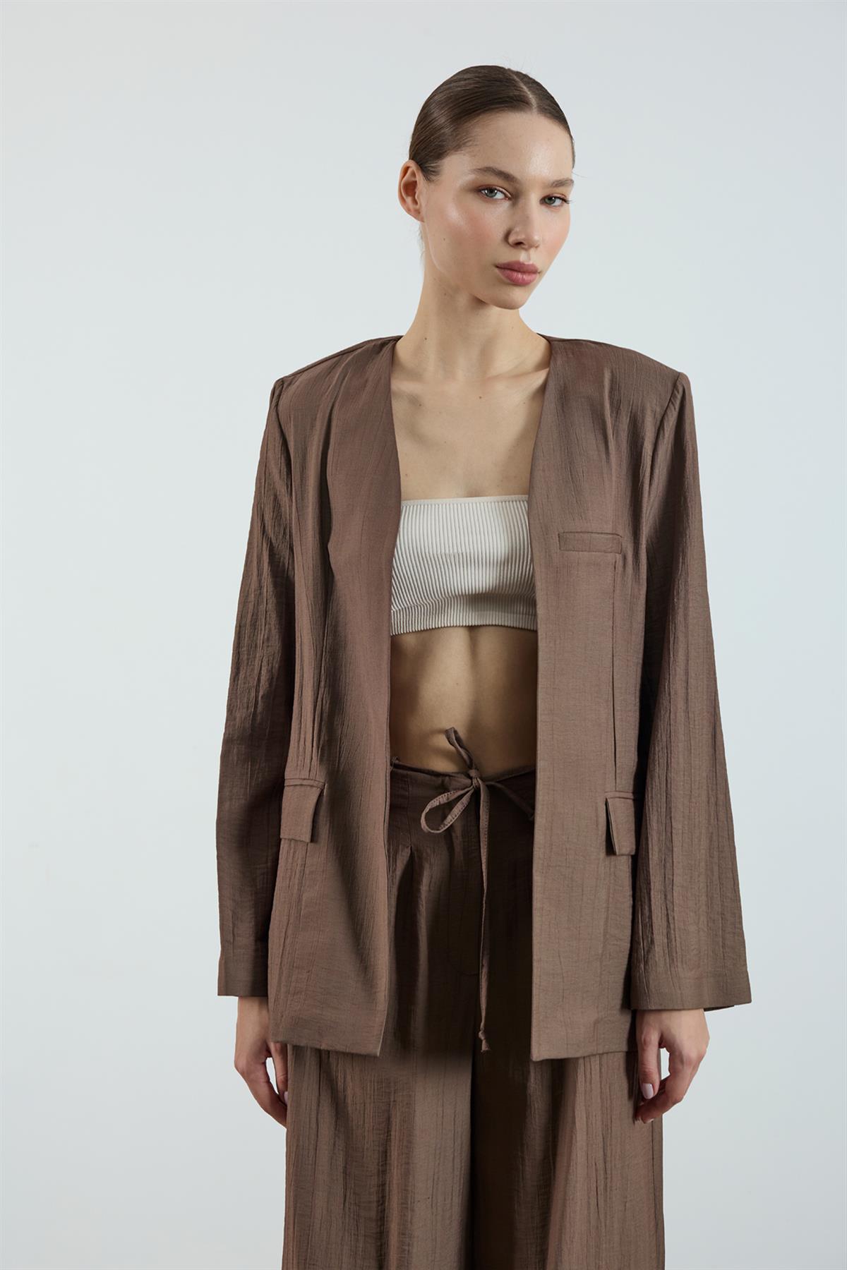 51128 CEKET PANTOLON TAKIM KOYU KAHVE