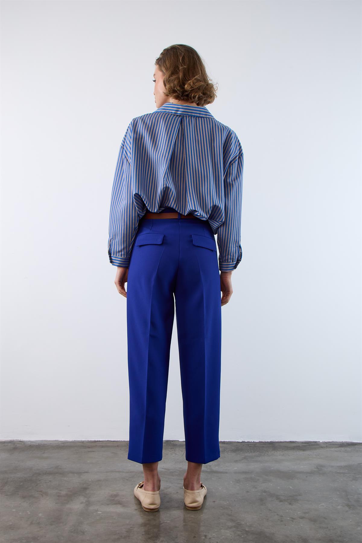 50938 KEMERLİ PANTOLON SAX