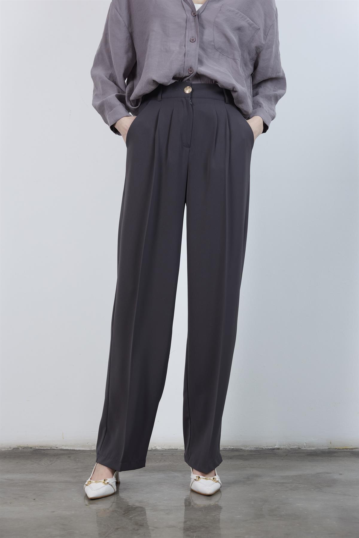 51078 PİLELİ PALAZZO PANTOLON ANTRASİT