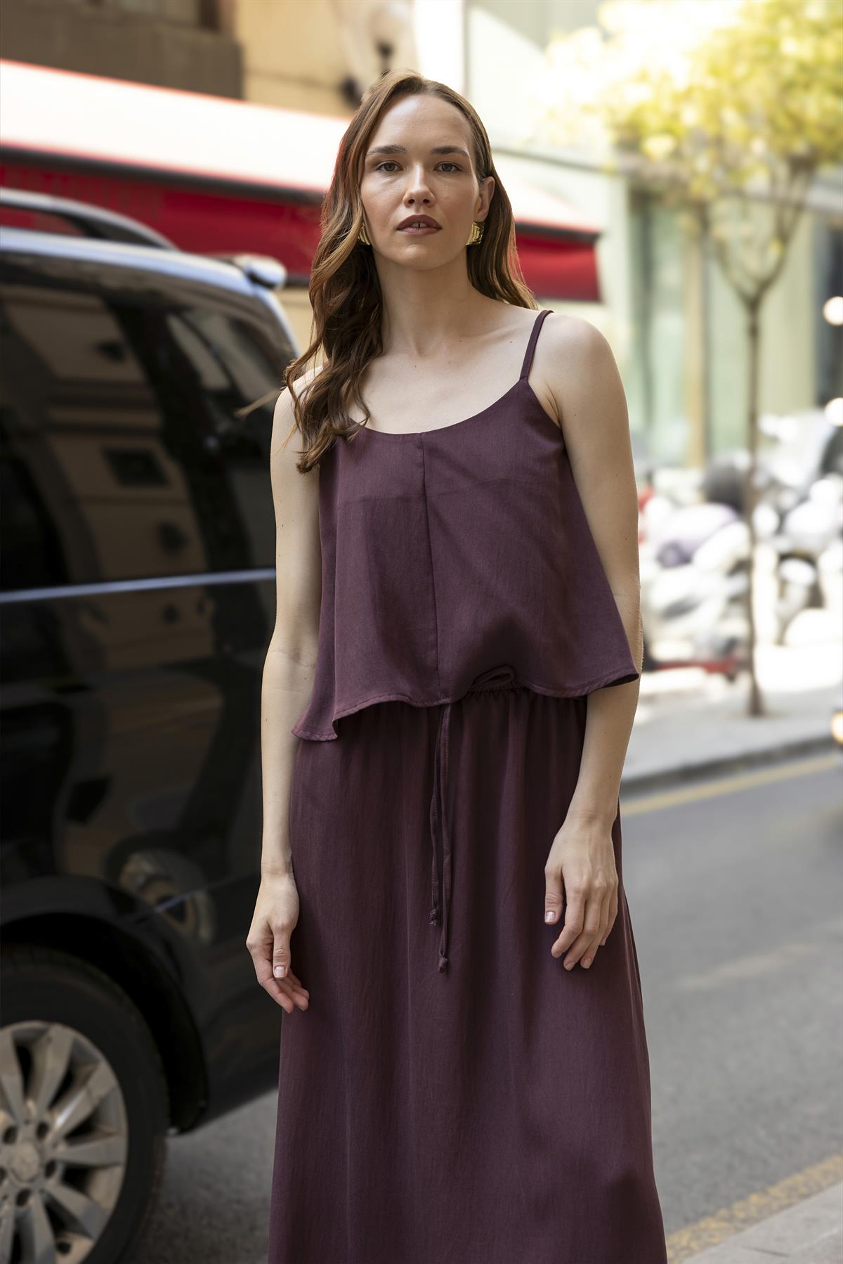 51165 ASKILI BLUZ ETEK TAKIM BORDO