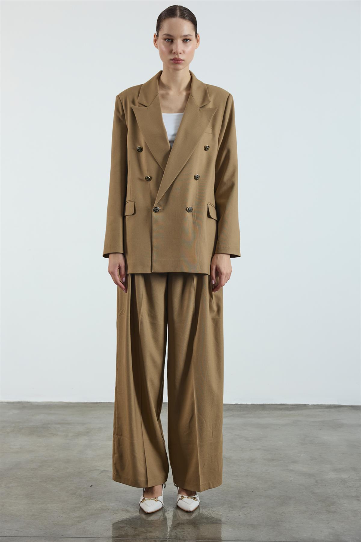 9561 POLİVİSKON KRUVAZE CEKET KARAMEL