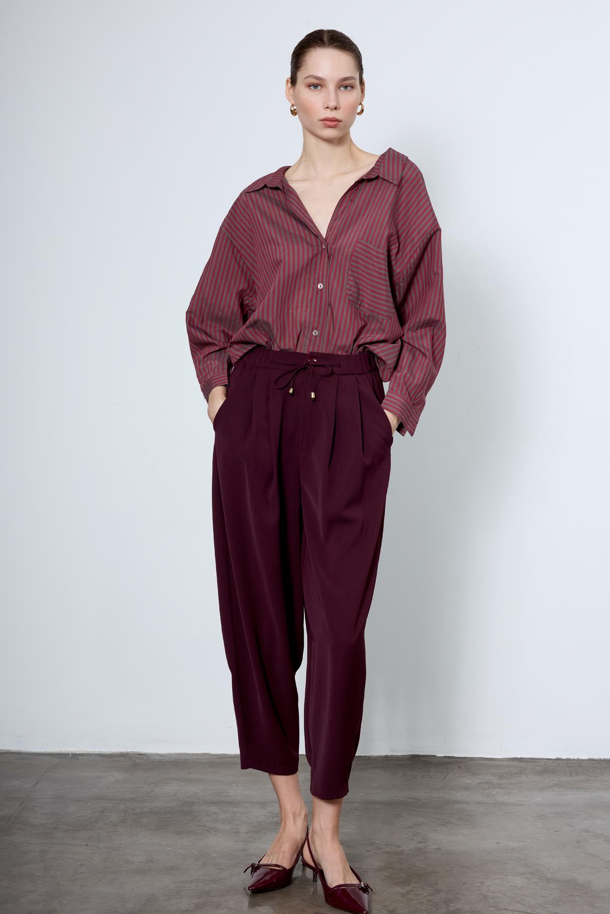 51111 PİLİLİ PANTOLON BORDO