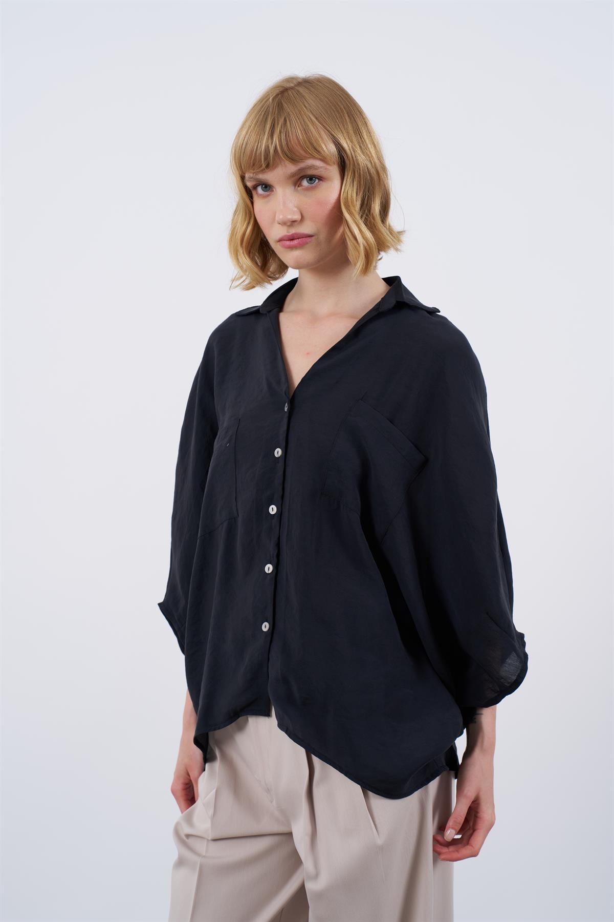4925 OVERSIZE GÖMLEK SİYAH