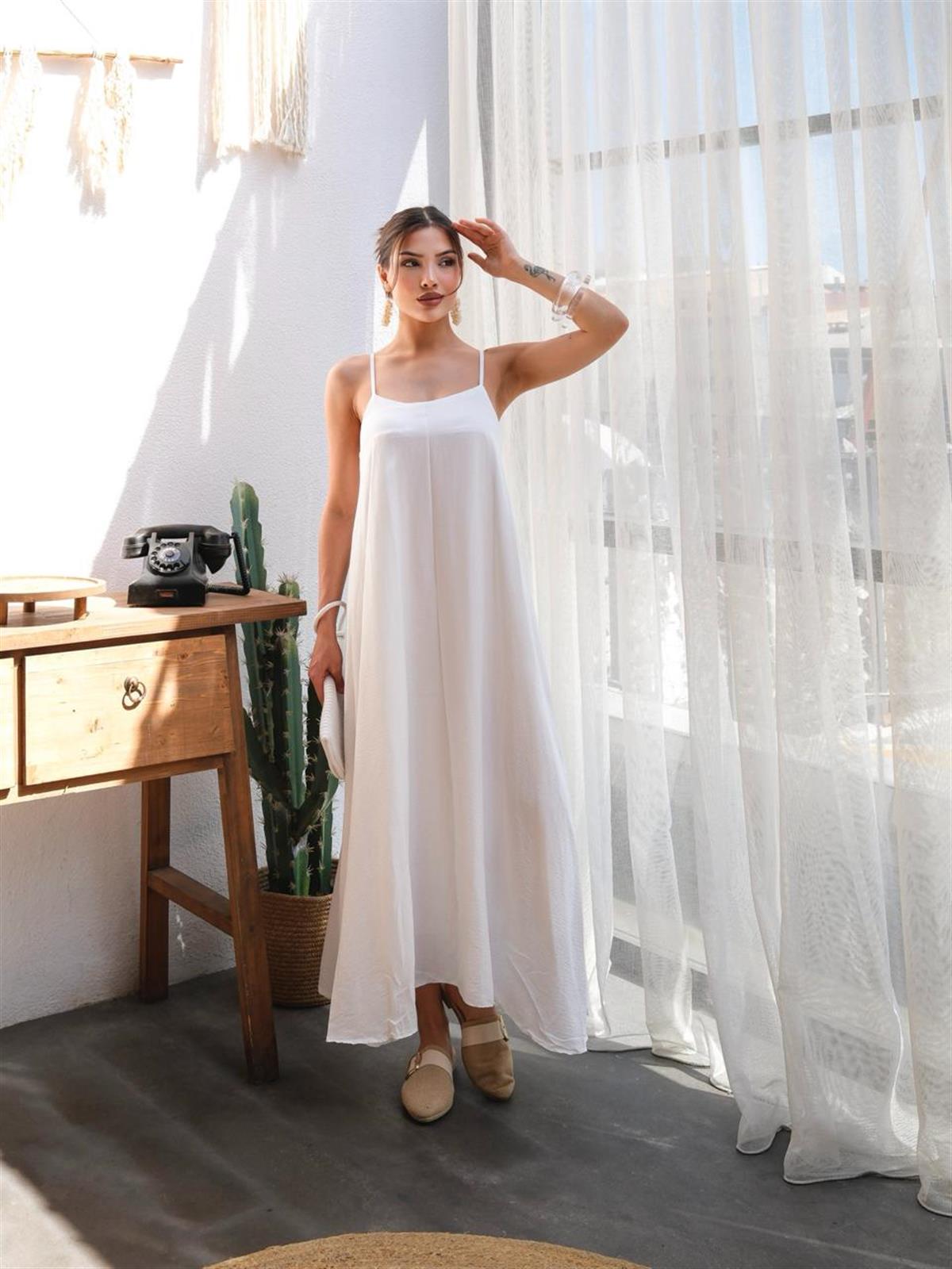 2975 ASKILI ELBİSE BEYAZ