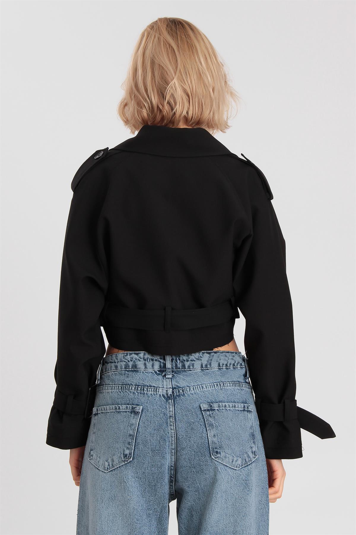 9306 REGLAN KISA CEKET SİYAH