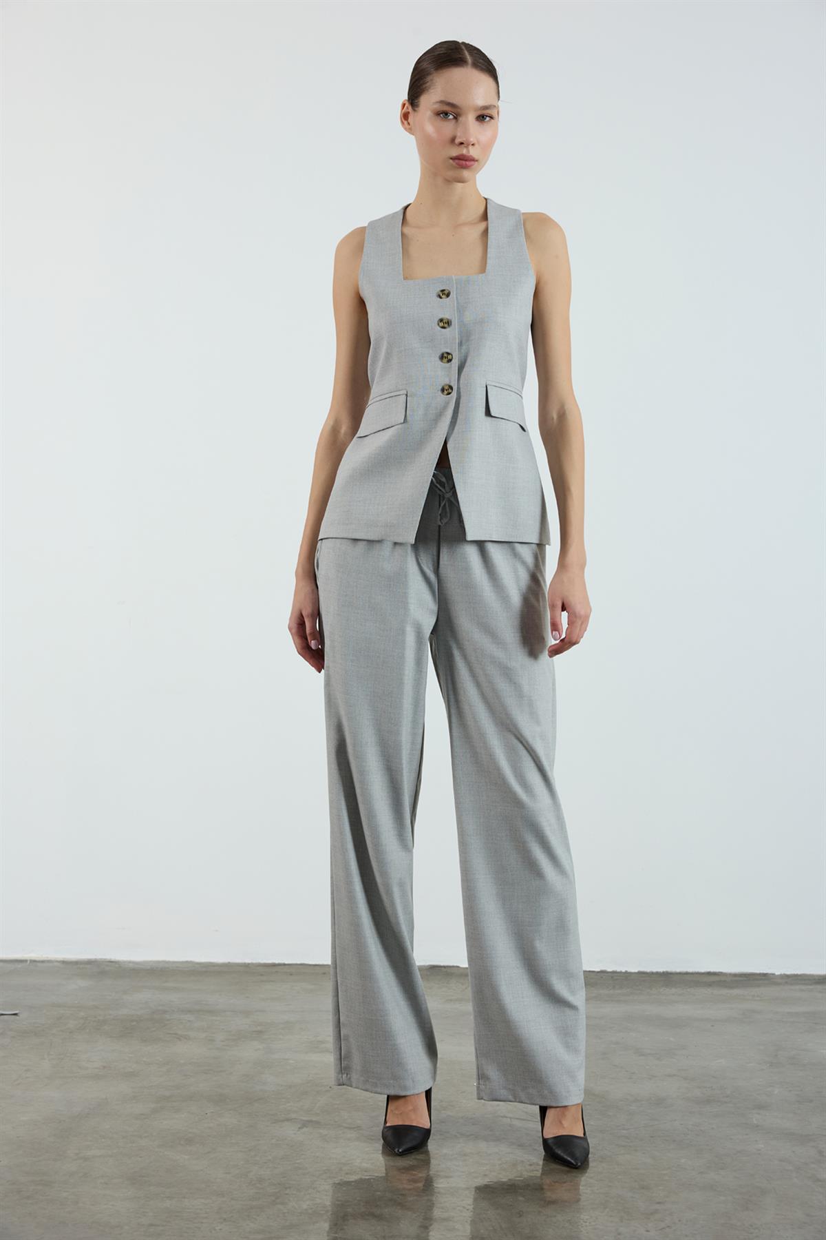 51102 YELEKLİ TAKIM GRİ