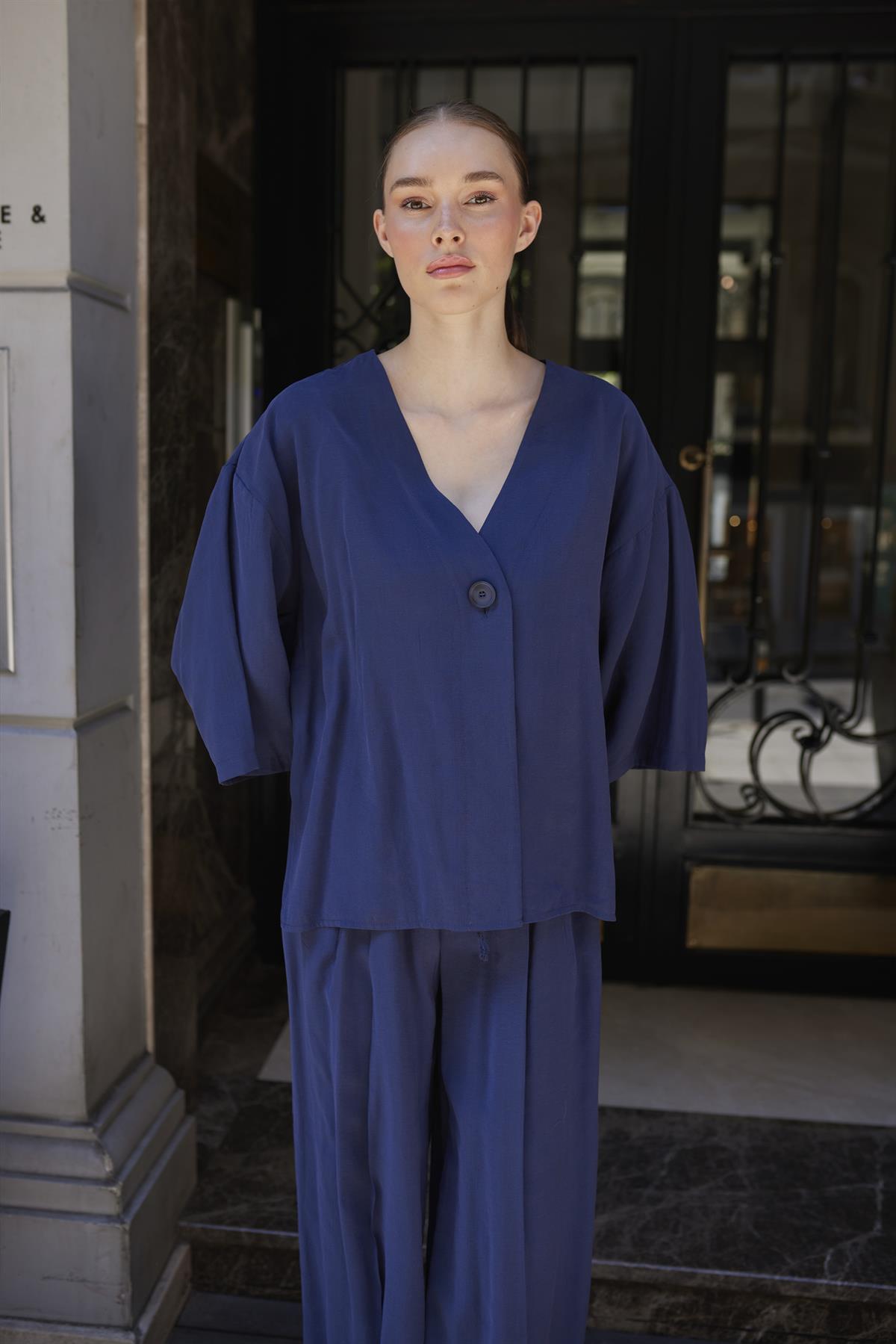 51173 BLUZ PANTOLON TAKIM LACİVERT