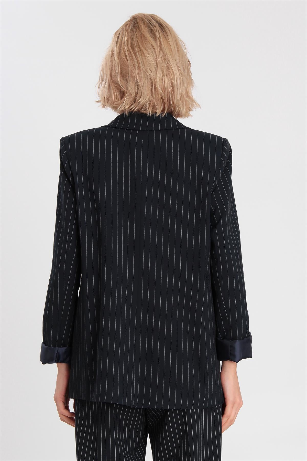 9301 ÇİZGİLİ CEKET LACİVERT