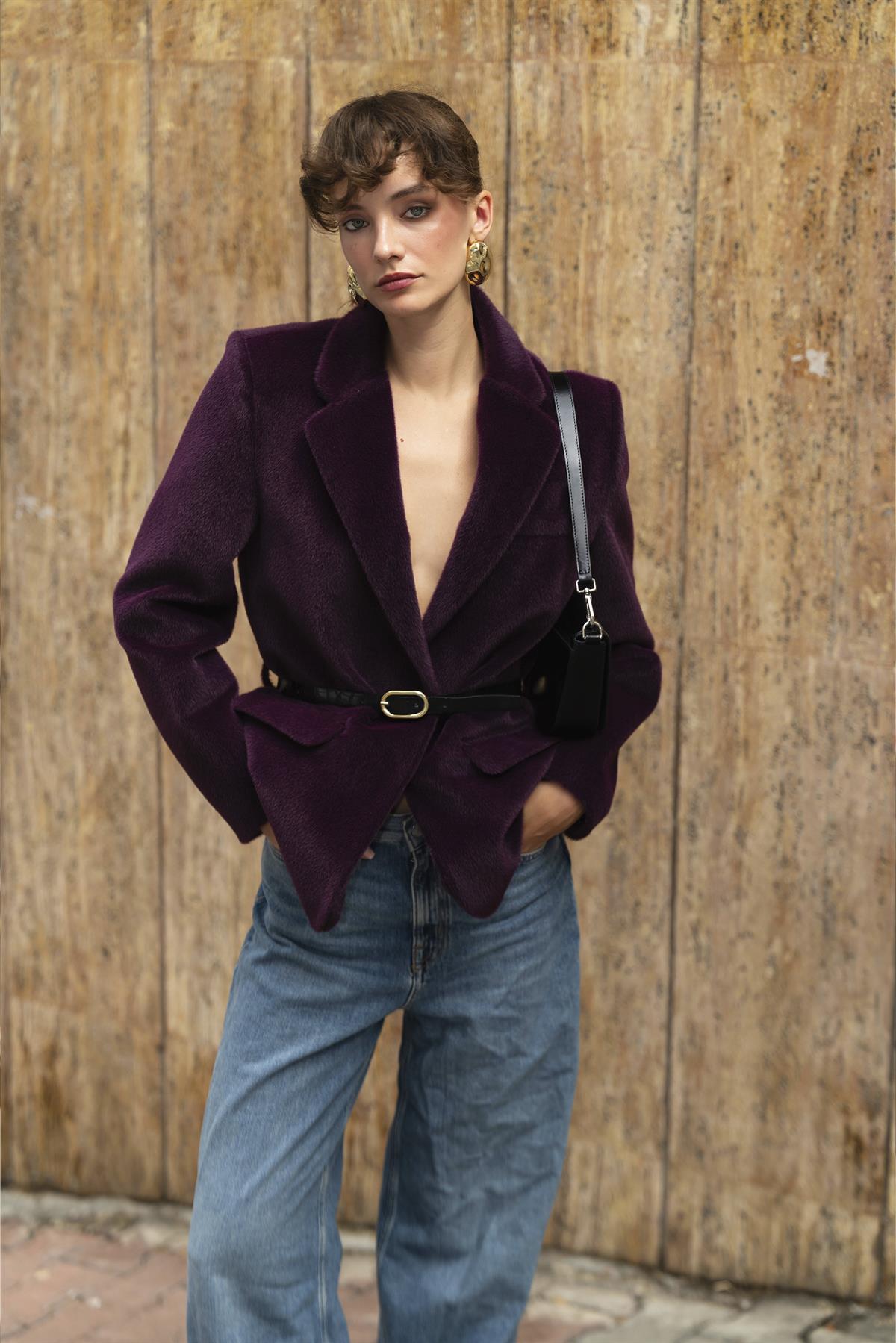 9490 PELUŞLU CEKET MOR