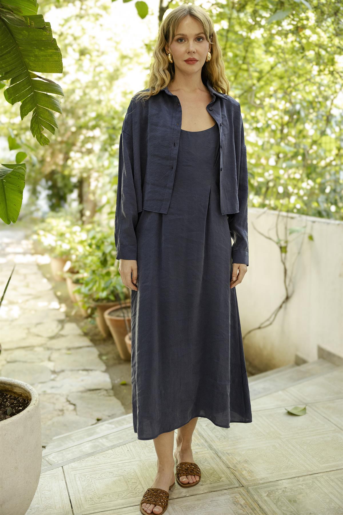 51153 GÖMLEK ELBİSE TAKIM LACİVERT