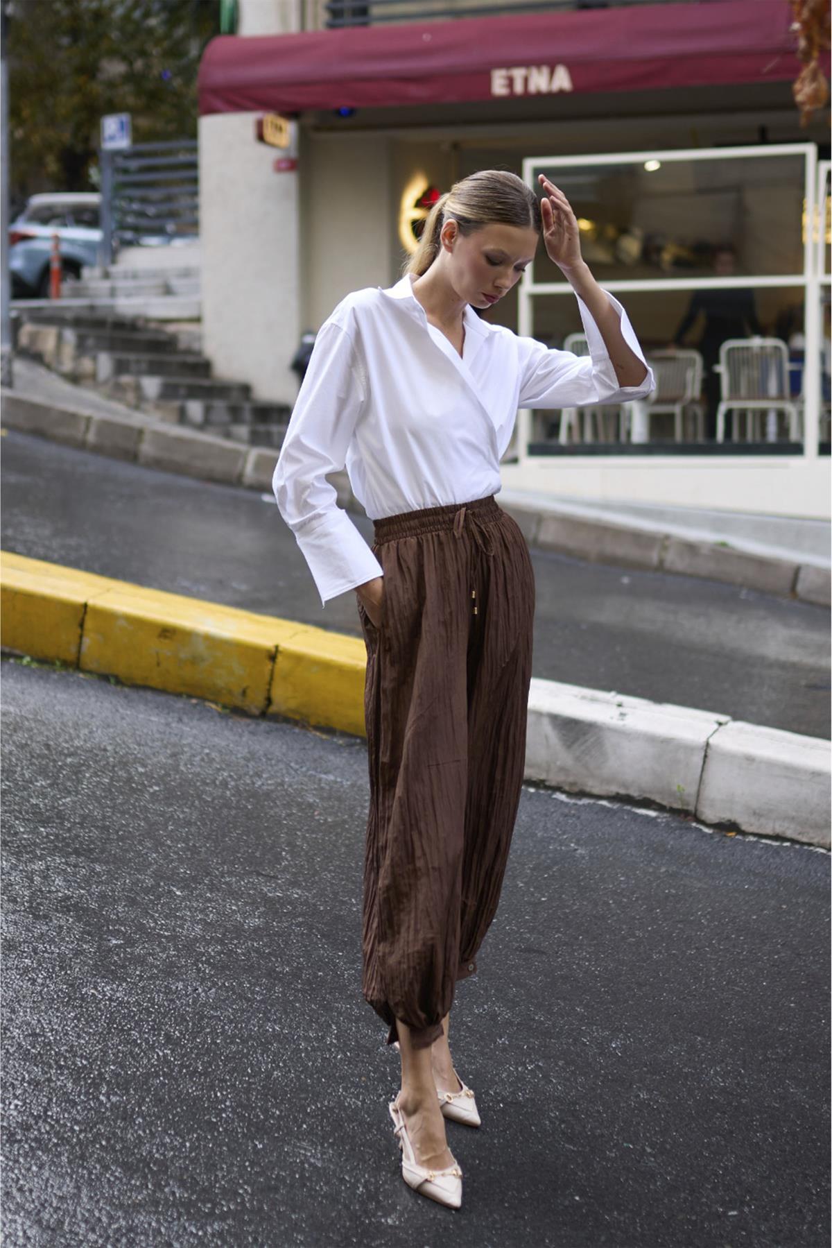 51226 ŞALVAR PANTOLON KAHVE