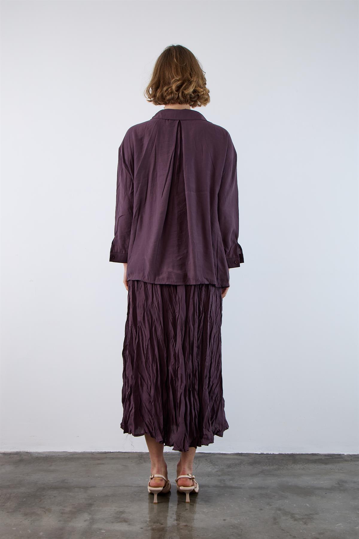 4612 DÜŞÜK OMUZLU OVERSİZE GÖMLEK MÜRDÜM