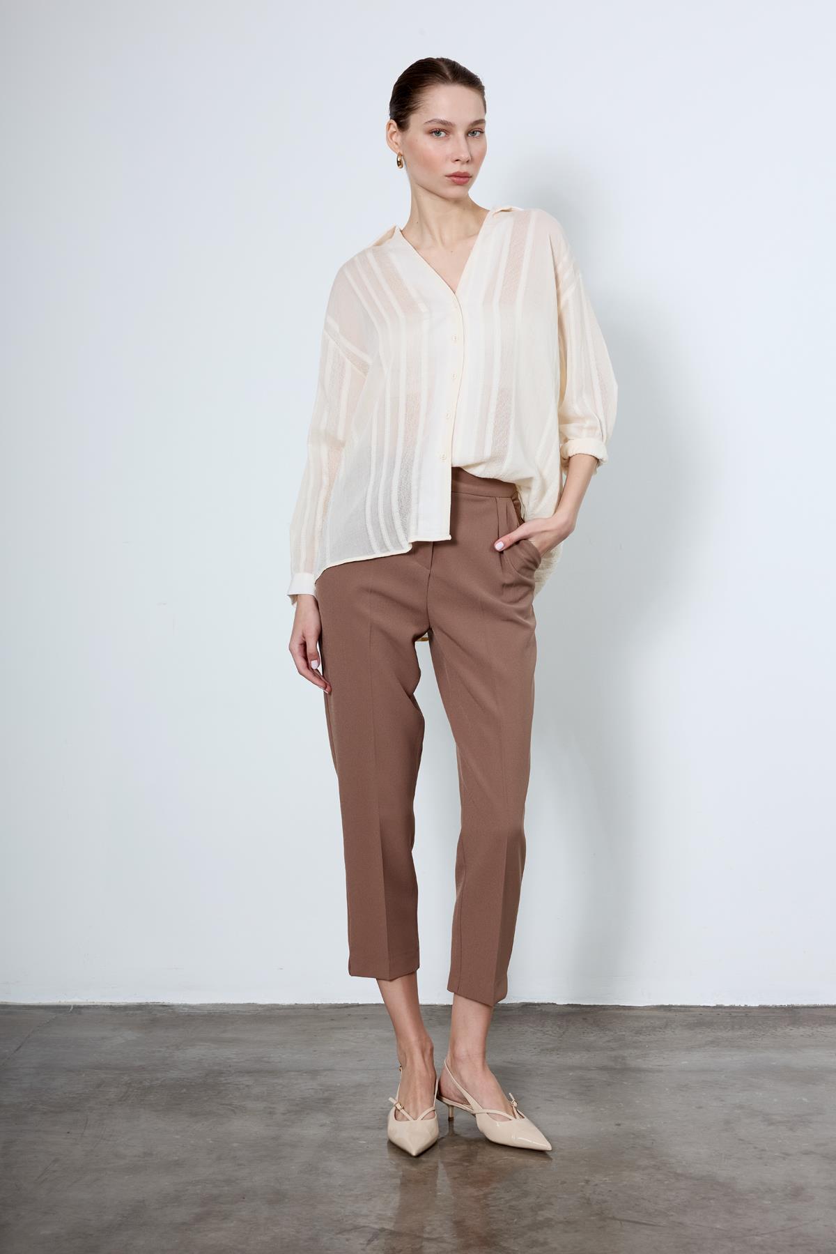 4914 TRANSPARAN GÖMLEK KREM