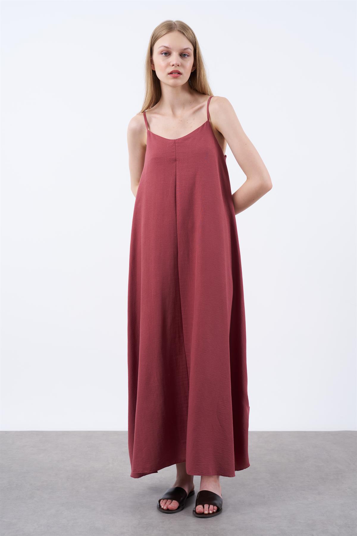 2975 ASKILI ELBİSE BORDO