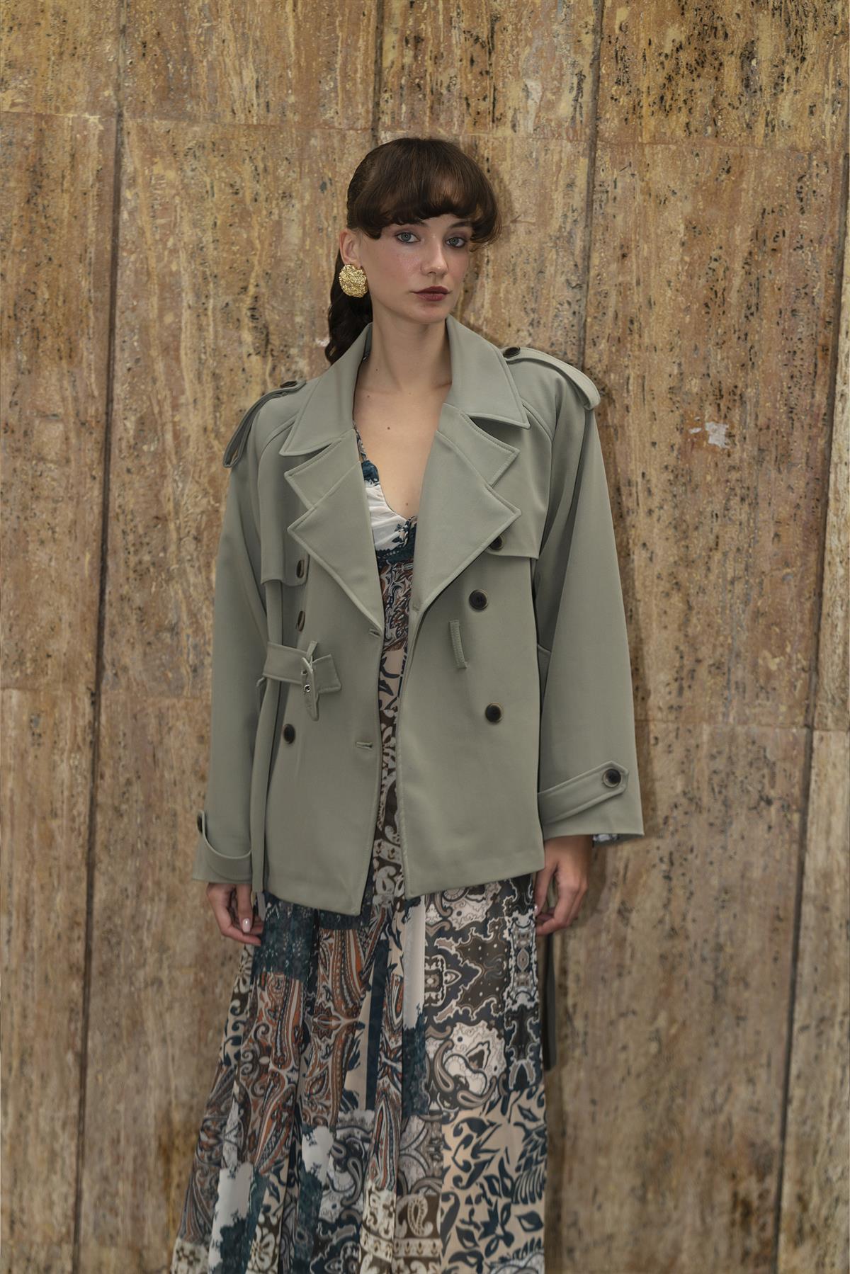 9587 ARA YAKALI TRENÇ HAKİ