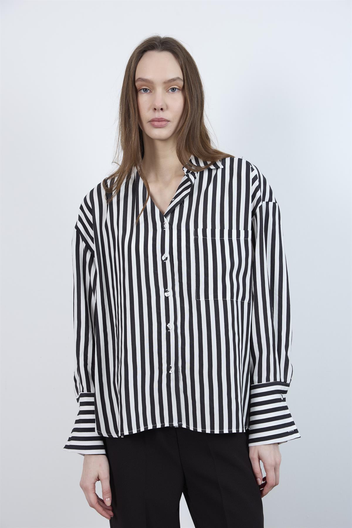 4969 ÇİZGİLİ GÖMLEK SİYAH-BEYAZ
