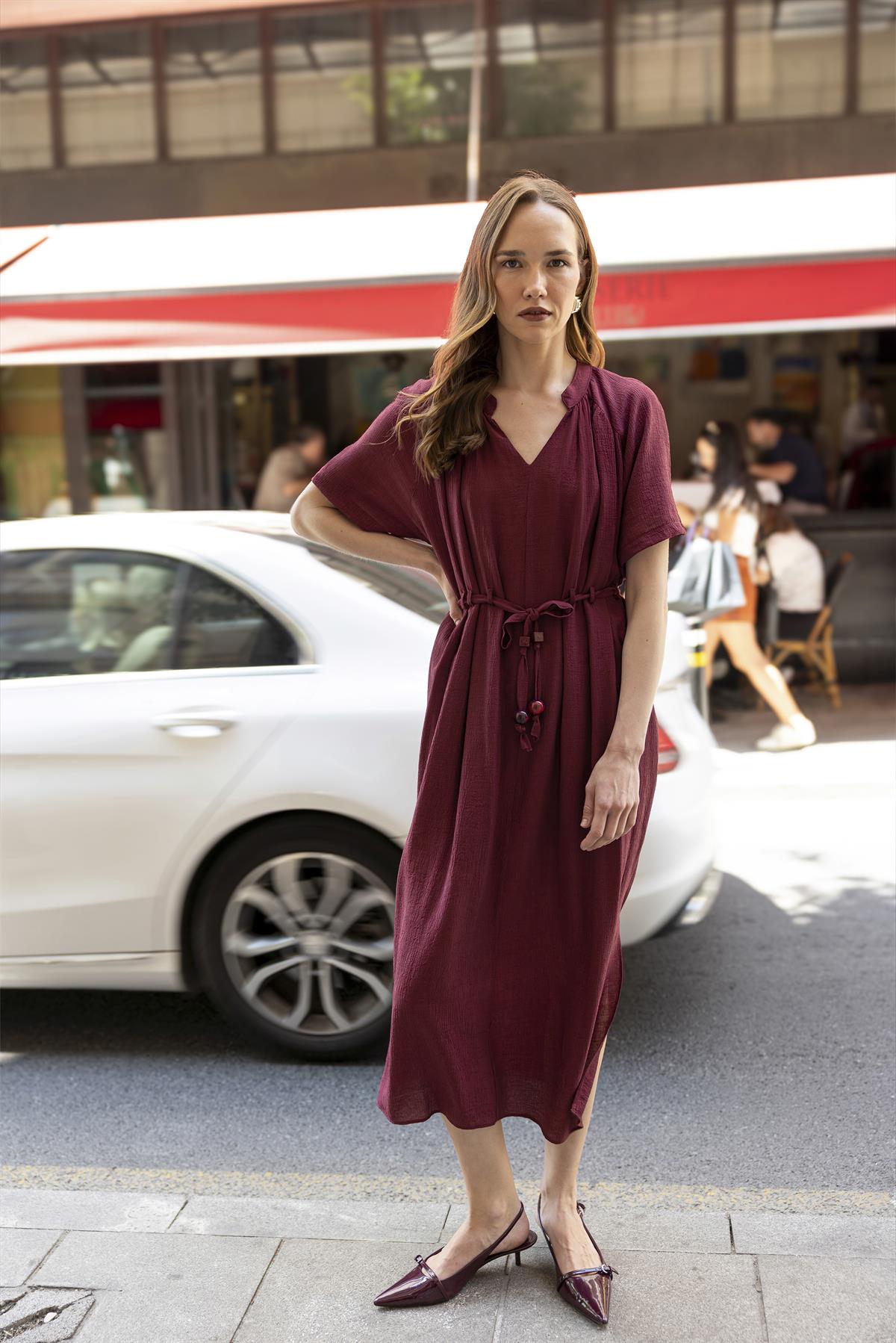 3305 KISA KOLLU ELBİSE BORDO