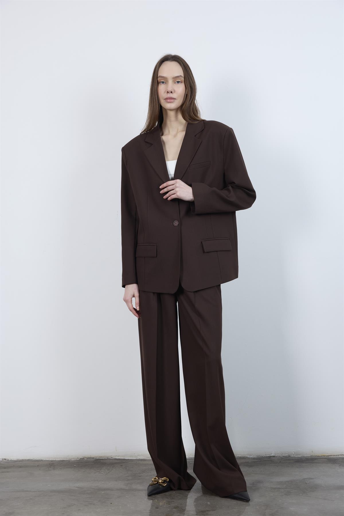 9281 POLİVİSKON CEKET KOYU KAHVE