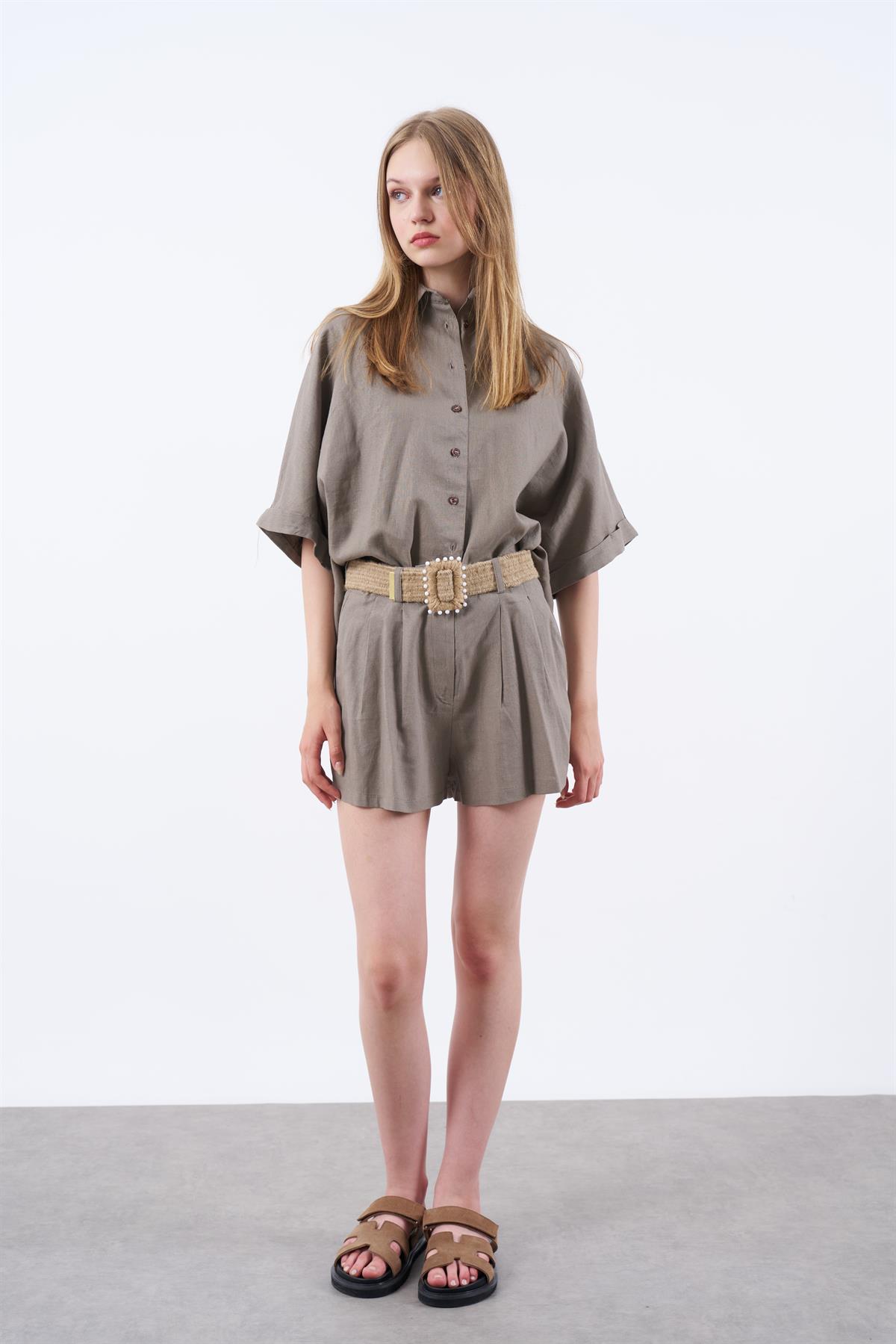 51036 GÖMLEK ŞORT TAKIM VİZON