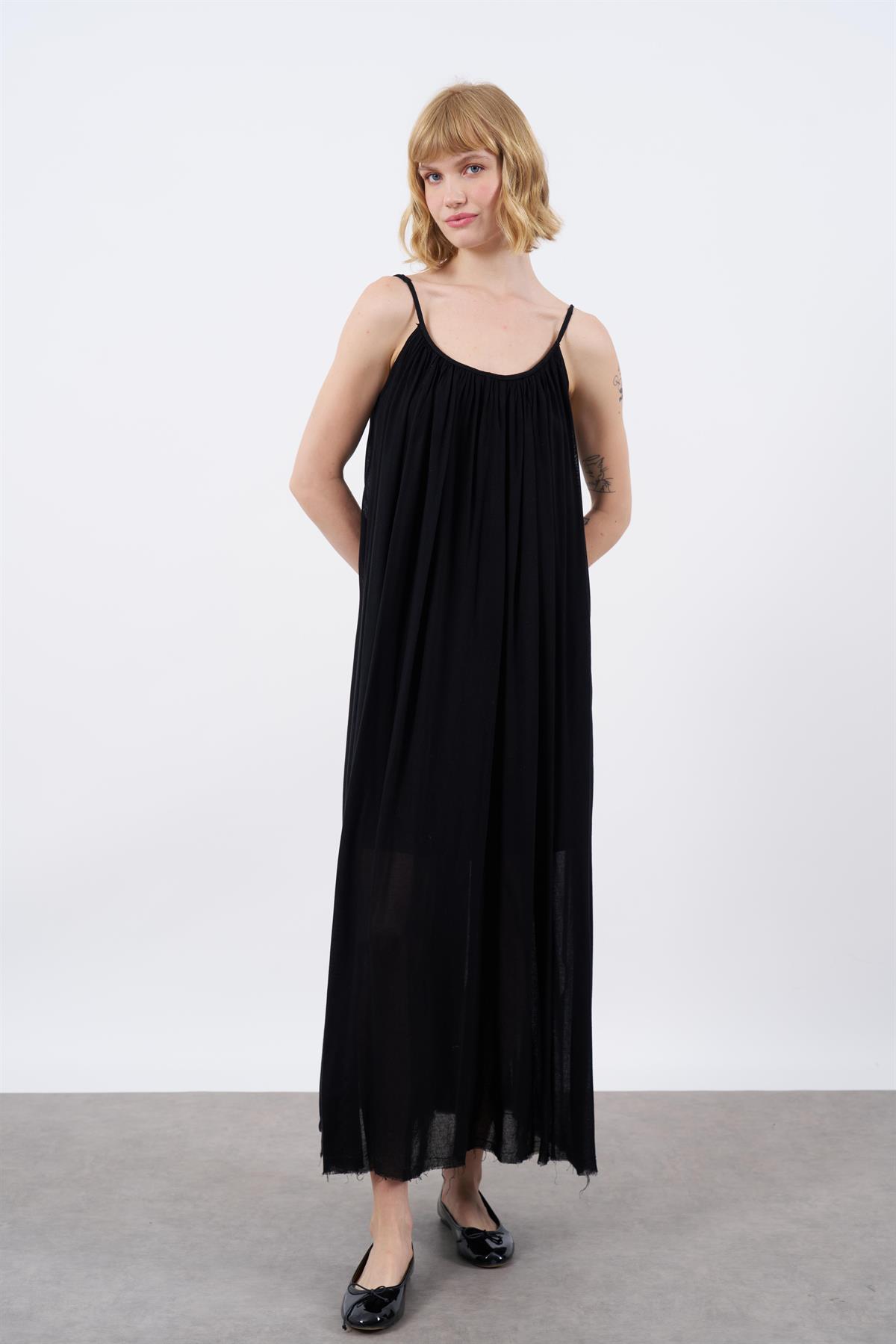 3173 ASKILI ELBİSE SİYAH