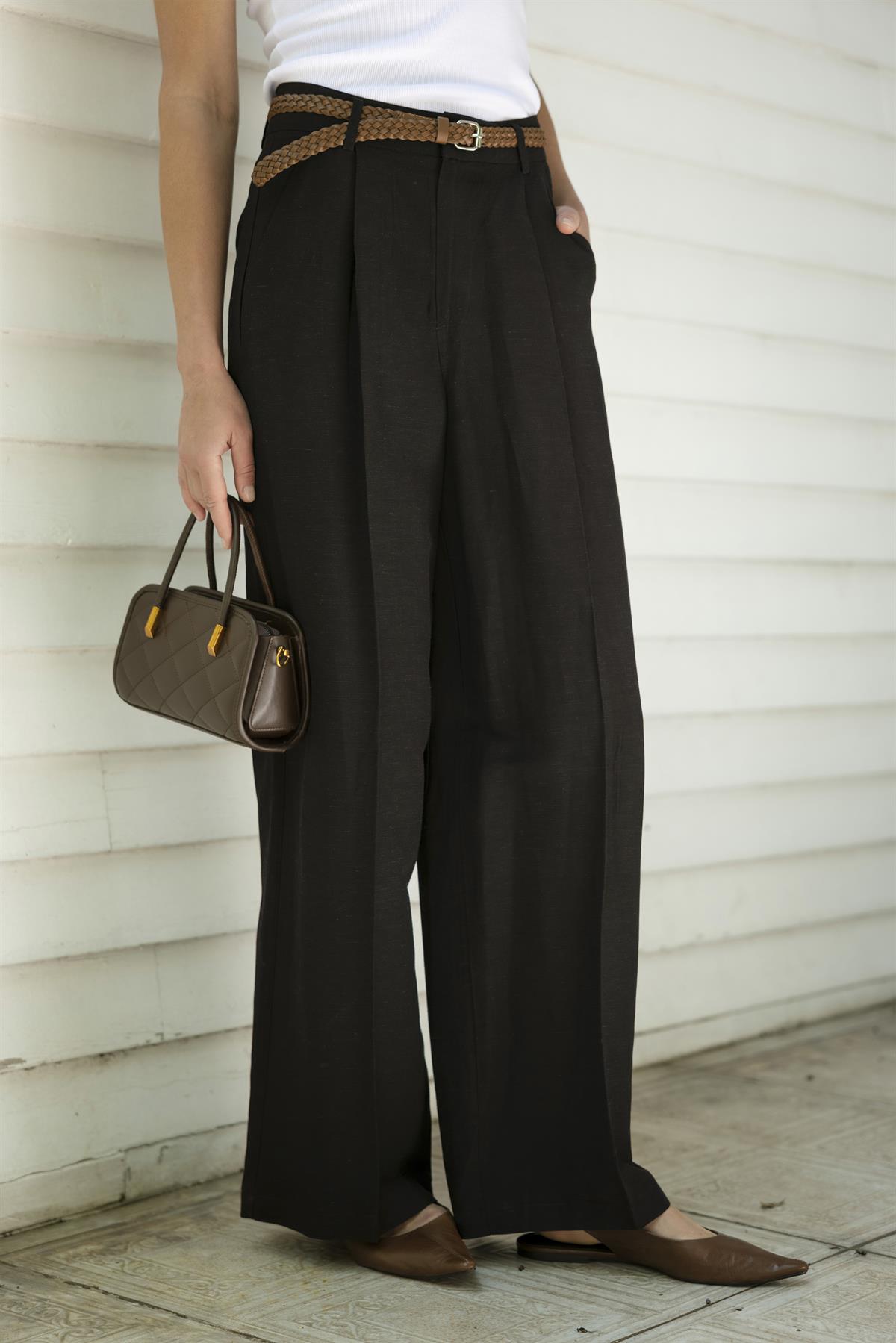 51150 KEMERLİ PANTOLON SİYAH