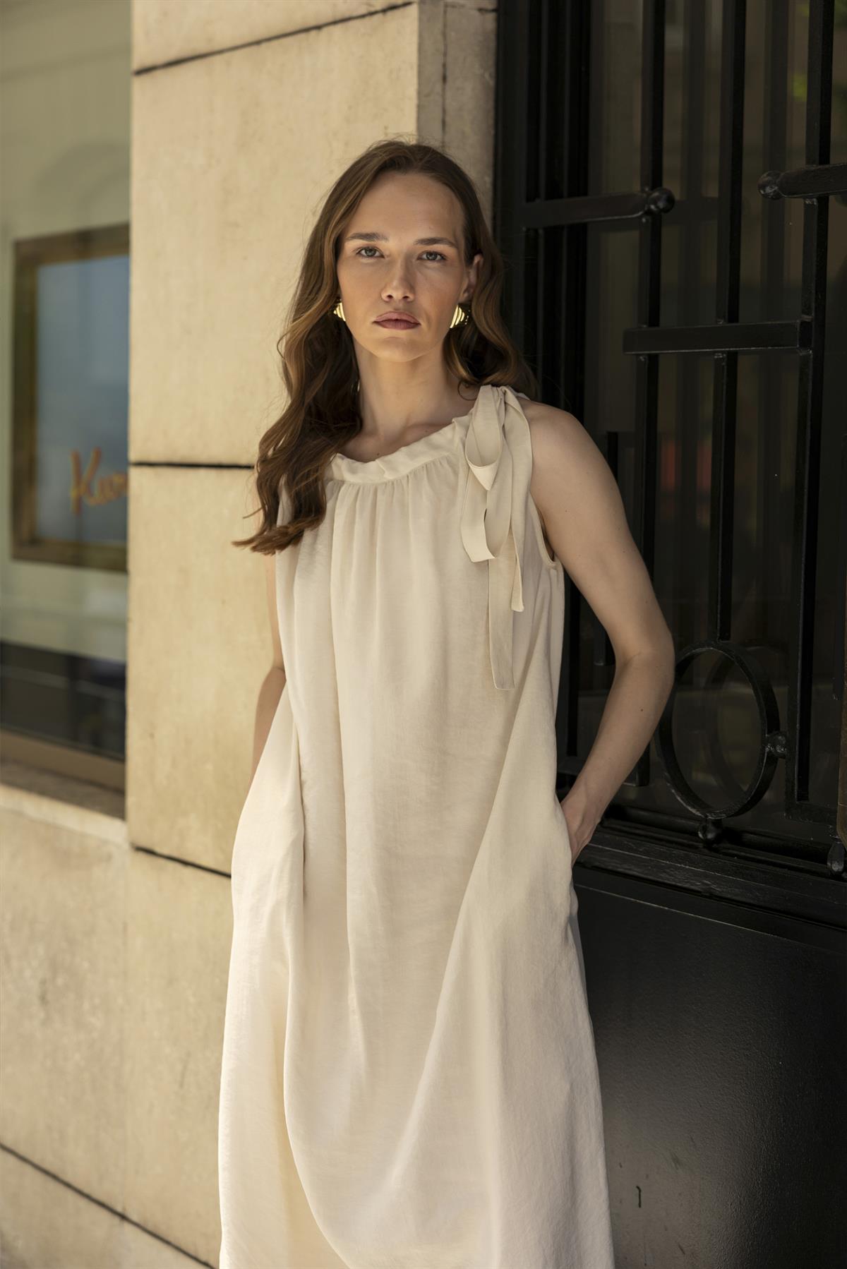 3213 OMUZDAN BAĞLAMALI ELBİSE TAŞ