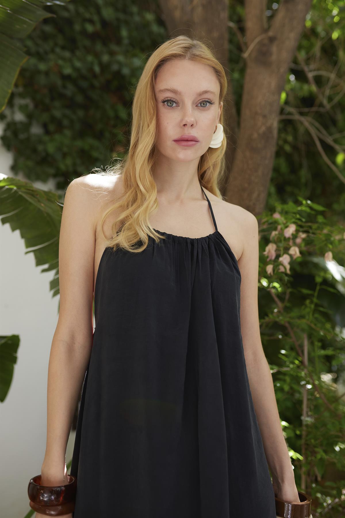 3344 ASKILI ELBİSE SİYAH