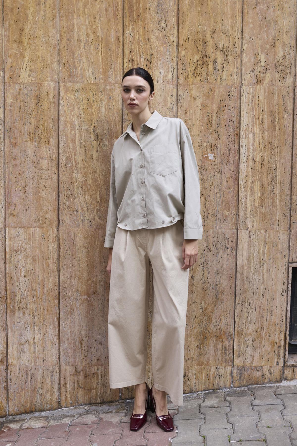 4993 POPLİN GÖMLEK BEJ