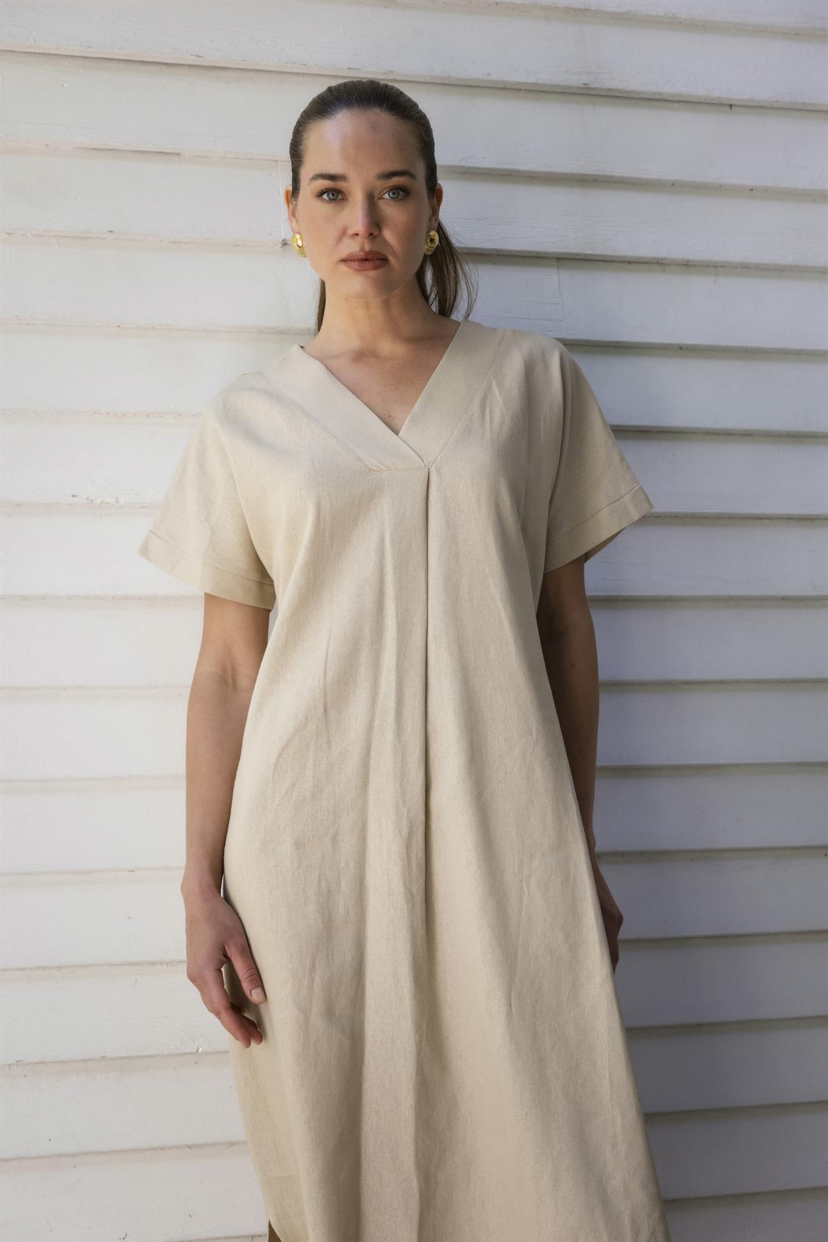 3131 KETEN ELBİSE(2835) TAŞ