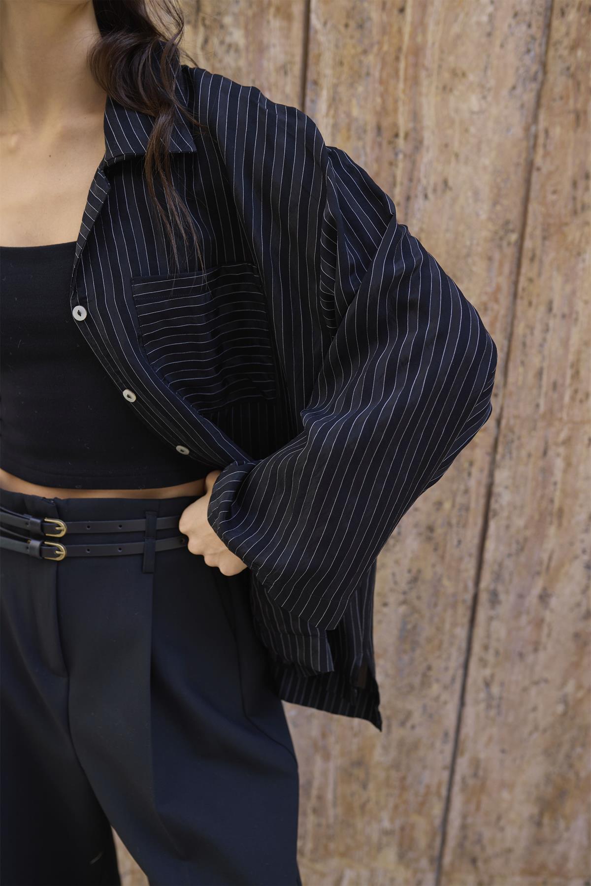 4998 OVERSIZE GÖMLEK SİYAH