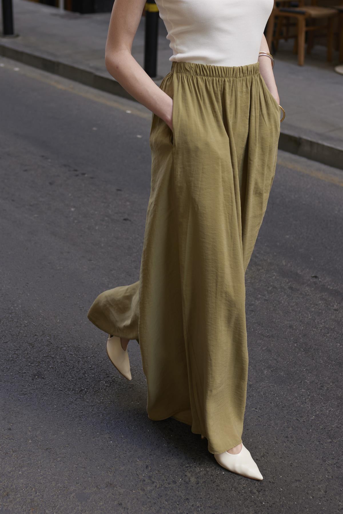 50979 LASTİKLİ PANTOLON HAKİ