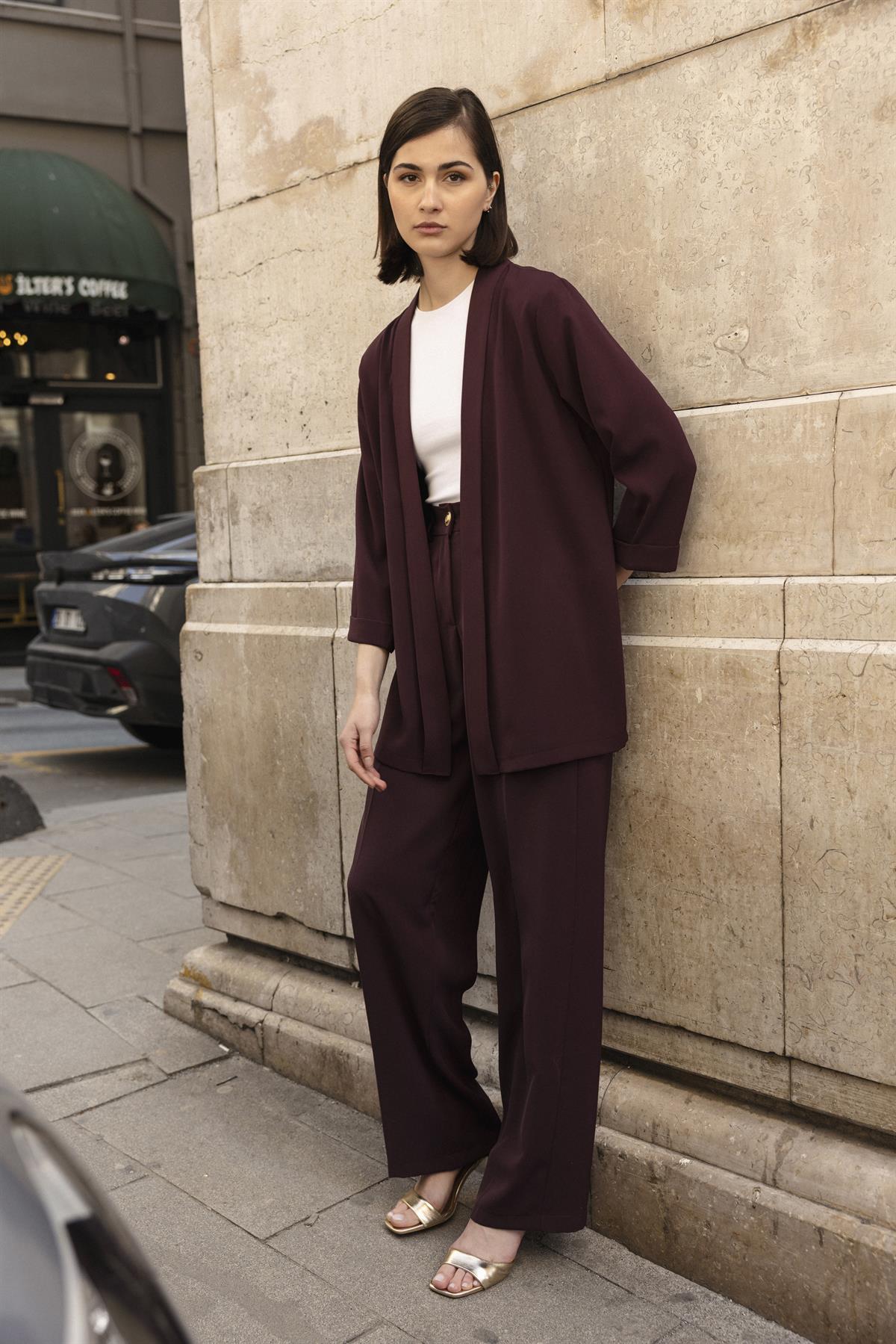 9564 ŞAL YAKA CEKET BORDO