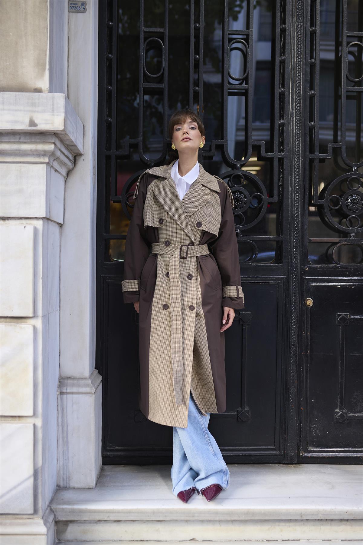 9598 EKOSELİ REGLAN TRENÇ KAHVE