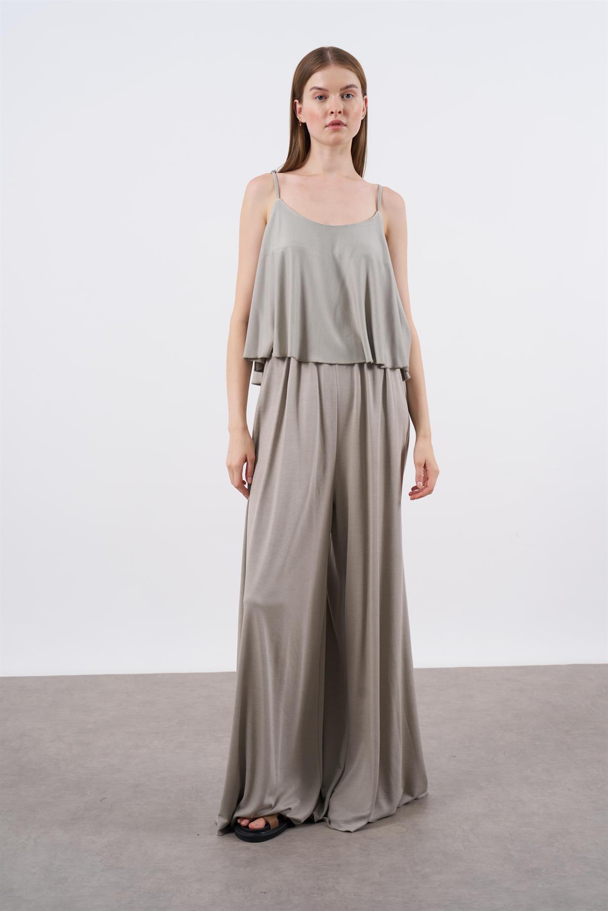 51052 ASKILI BLUZ PANTOLON TAKIM BEJ