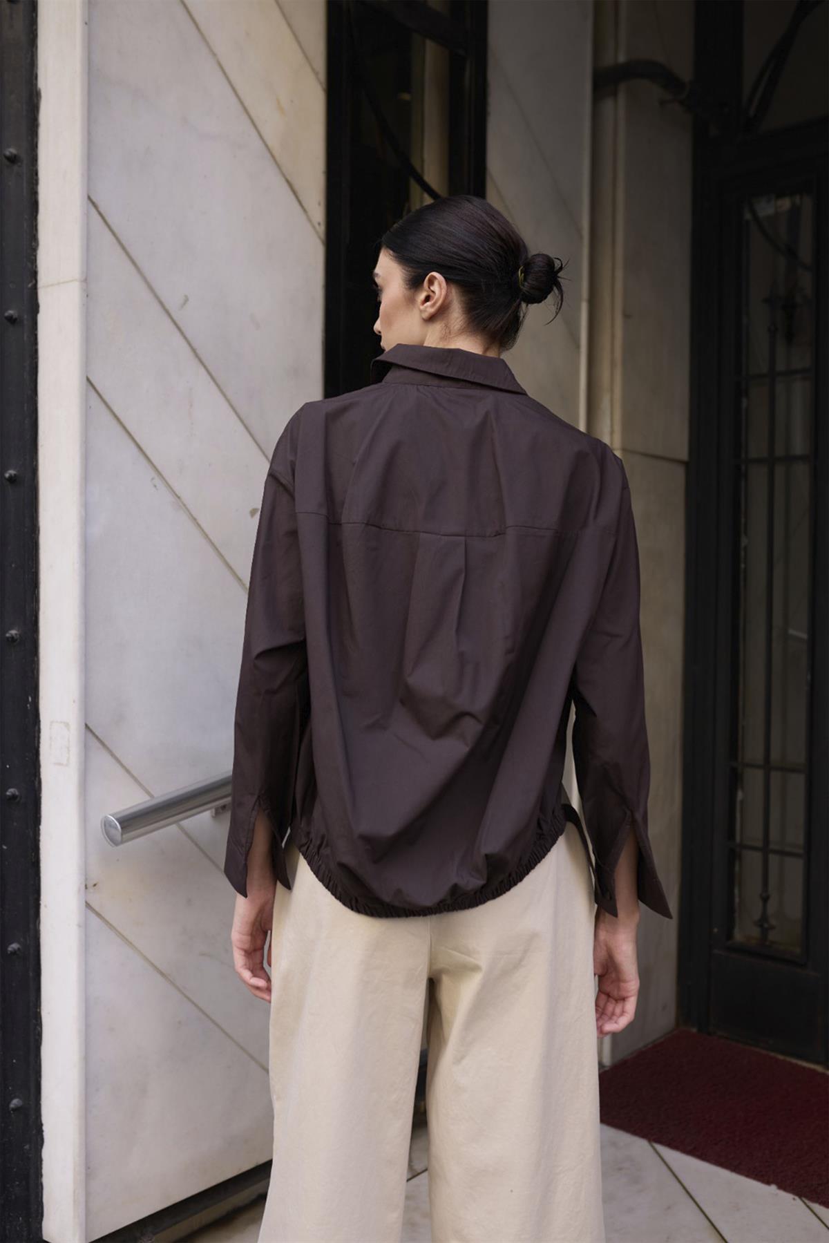 4993 POPLİN GÖMLEK KAHVE