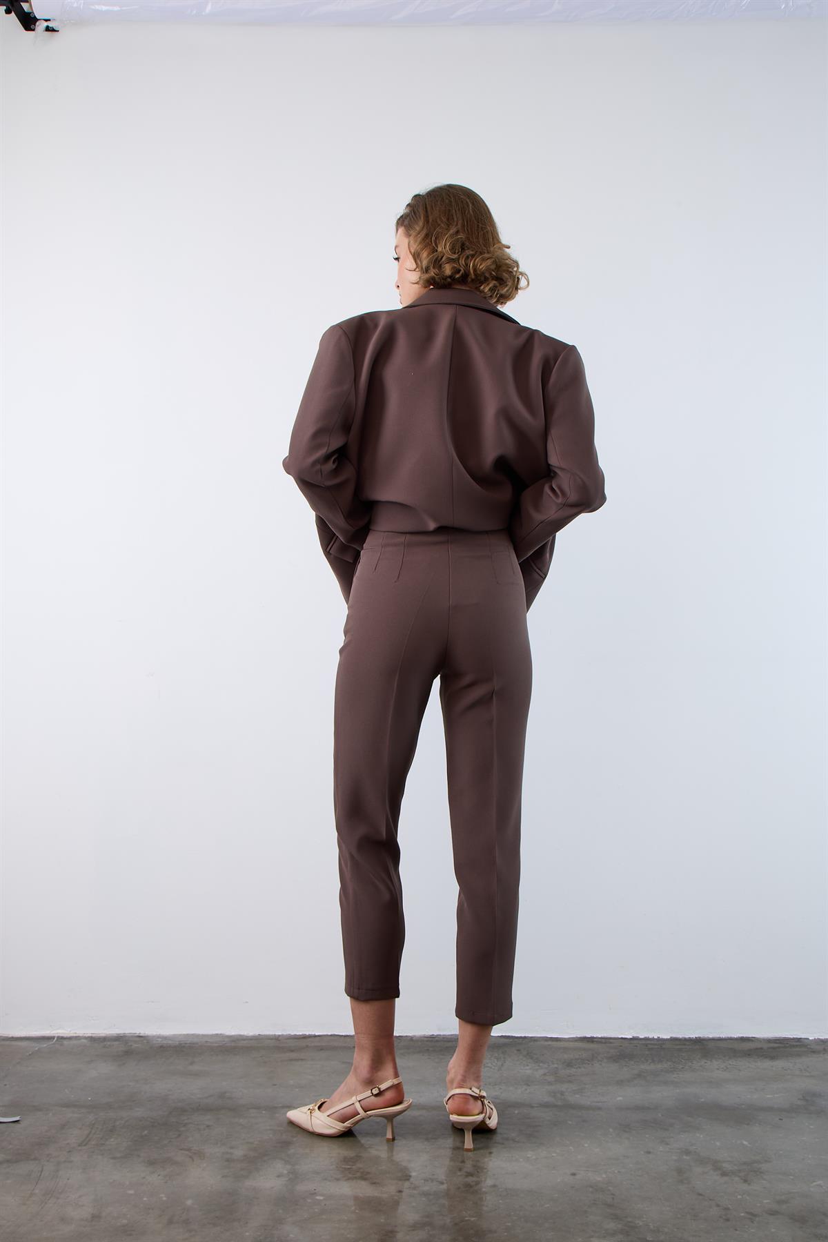 50109 PENSLİ HAVUÇ PANTOLON KAHVE