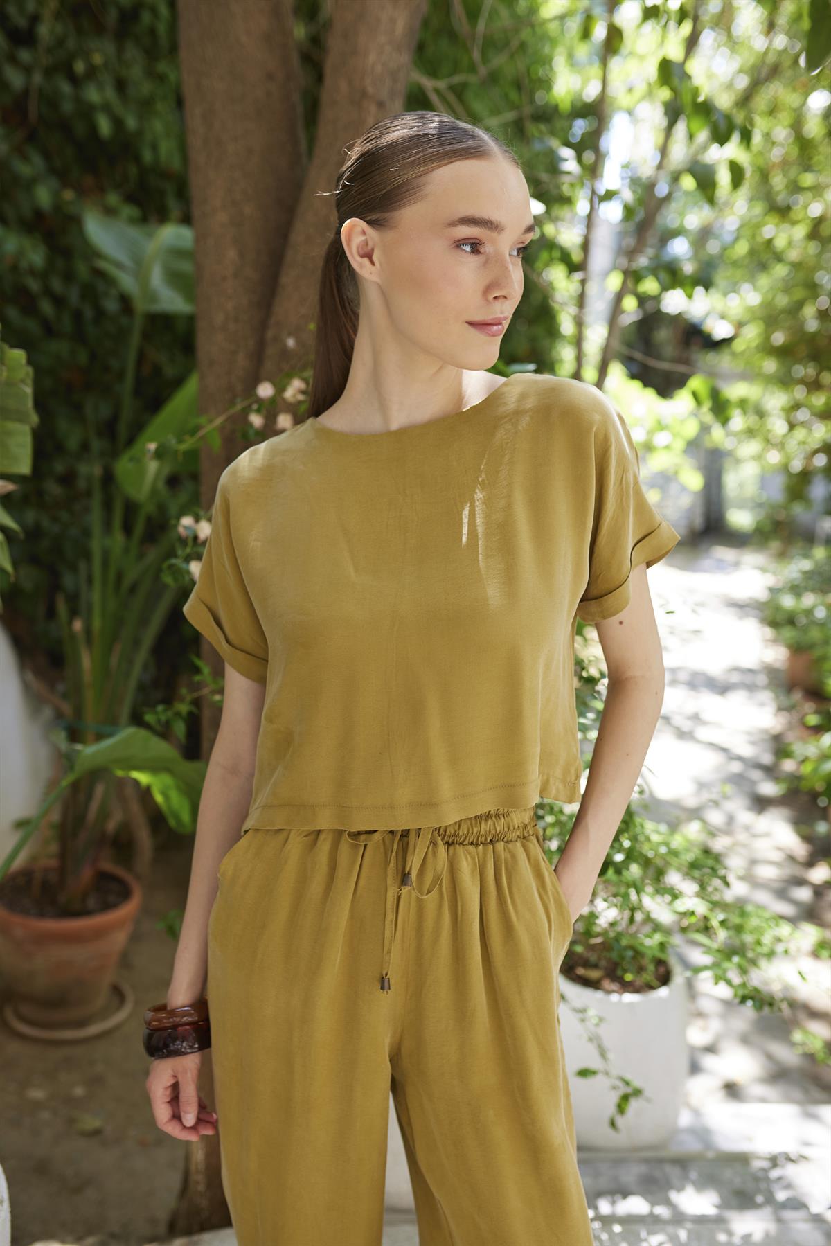 51163 BLUZ PANTOLON TAKIM SAFRAN