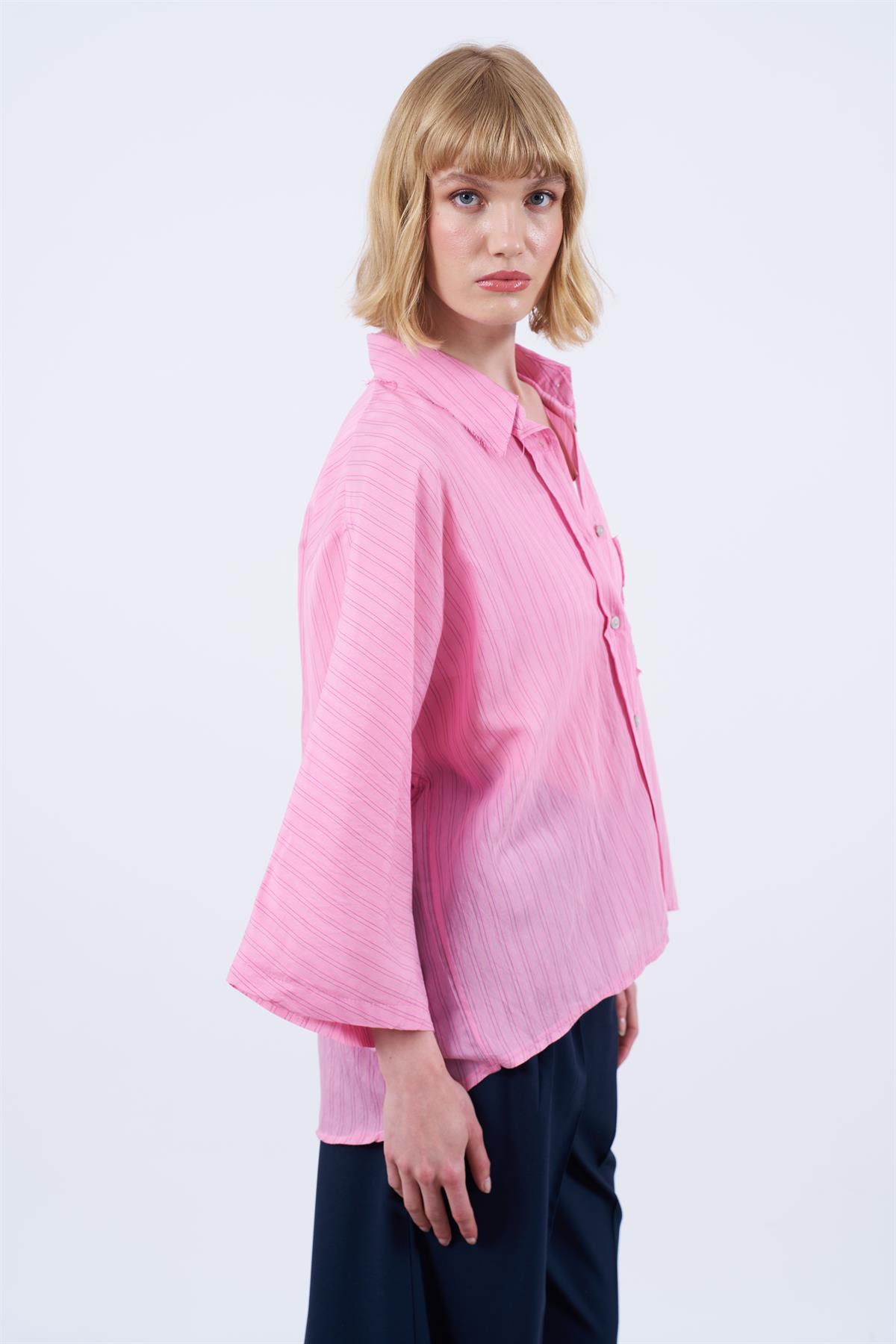 4923 ÇİZGİLİ GÖMLEK PEMBE