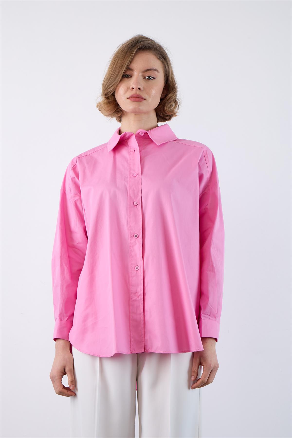 4943 POPLİN GÖMLEK PEMBE