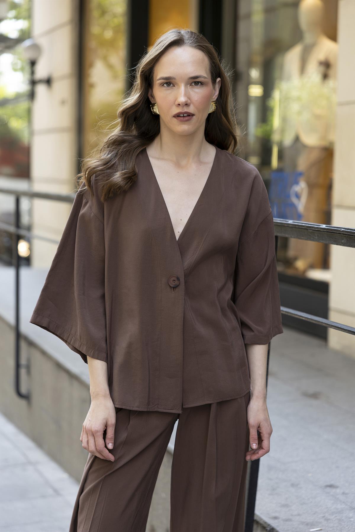 51173 BLUZ PANTOLON TAKIM KAHVE