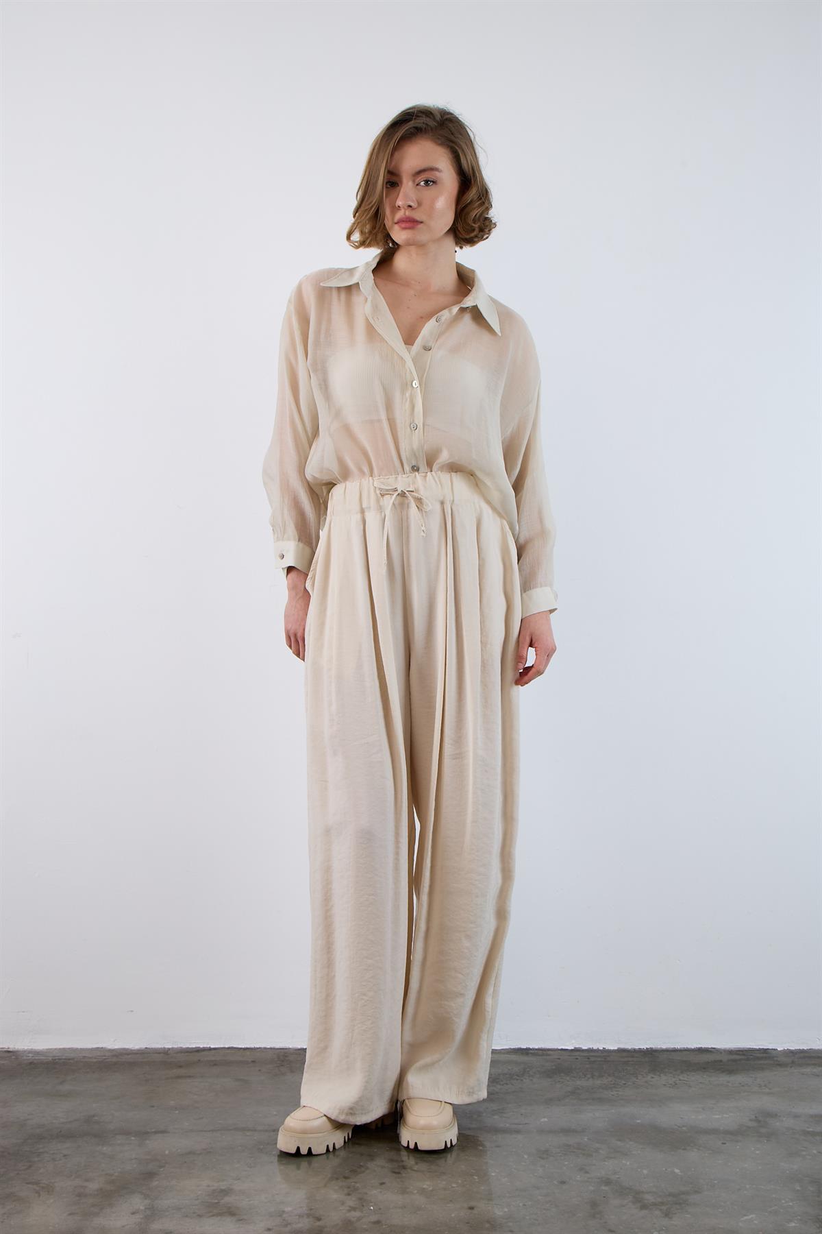 50962 LASTİKLİ PANTOLON TAŞ