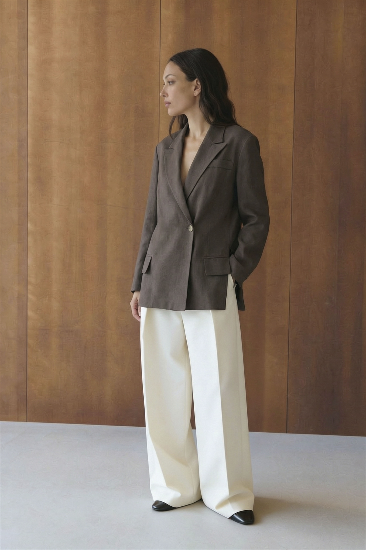 9670 KETEN BLAZER CEKET KAHVE