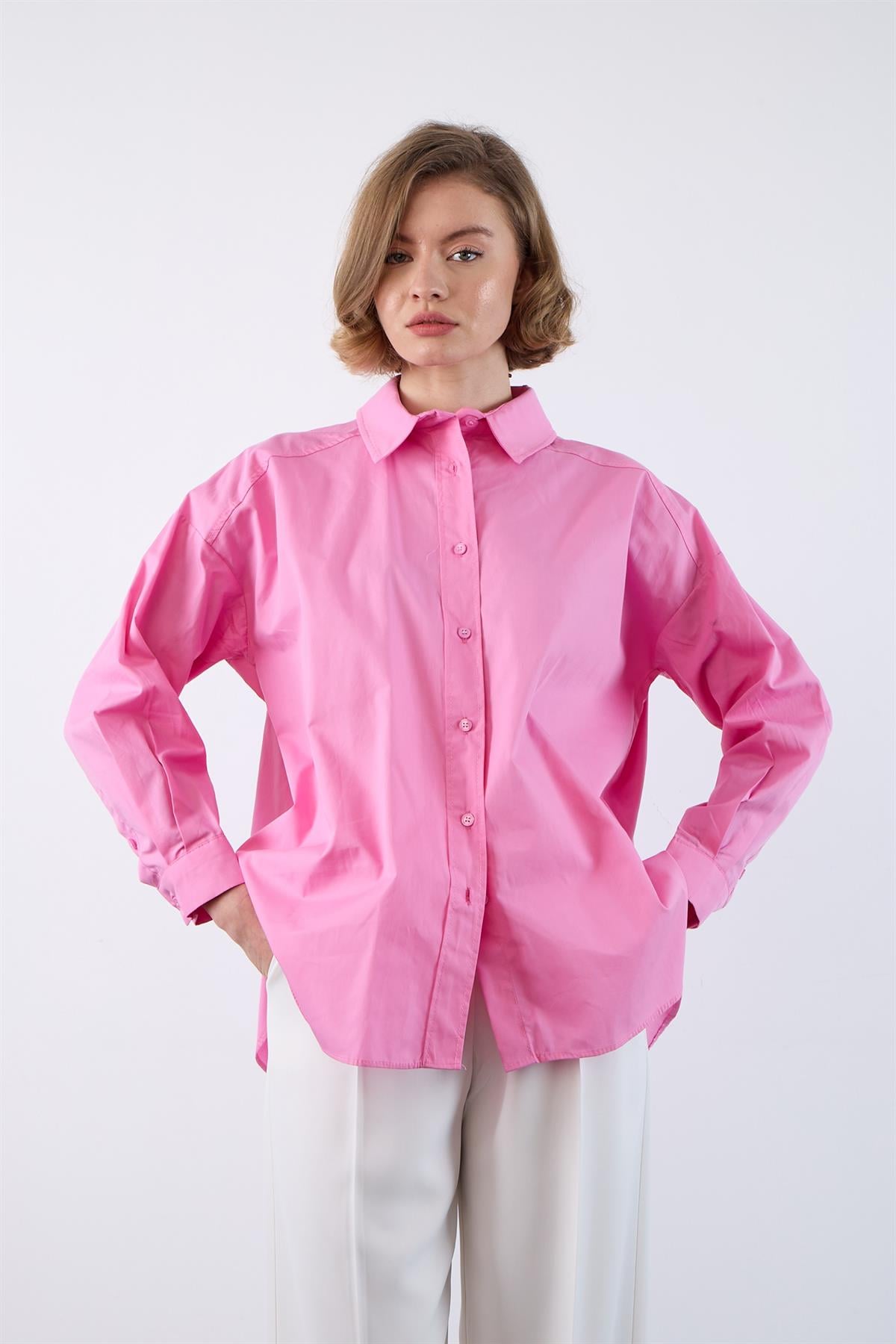 4943 POPLİN GÖMLEK PEMBE