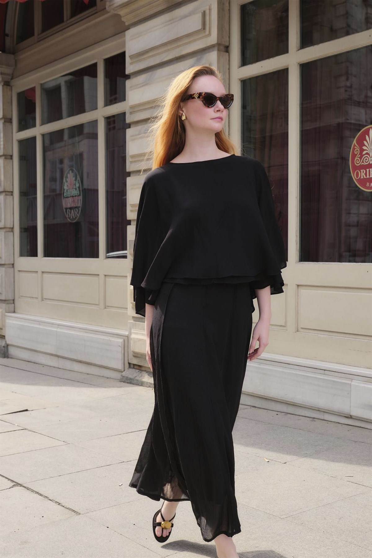 5044 PELERİN BLUZ SİYAH