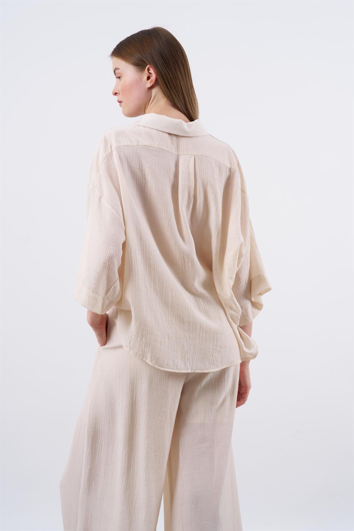 50969 GÖMLEK TAKIM PANTOLON KREM