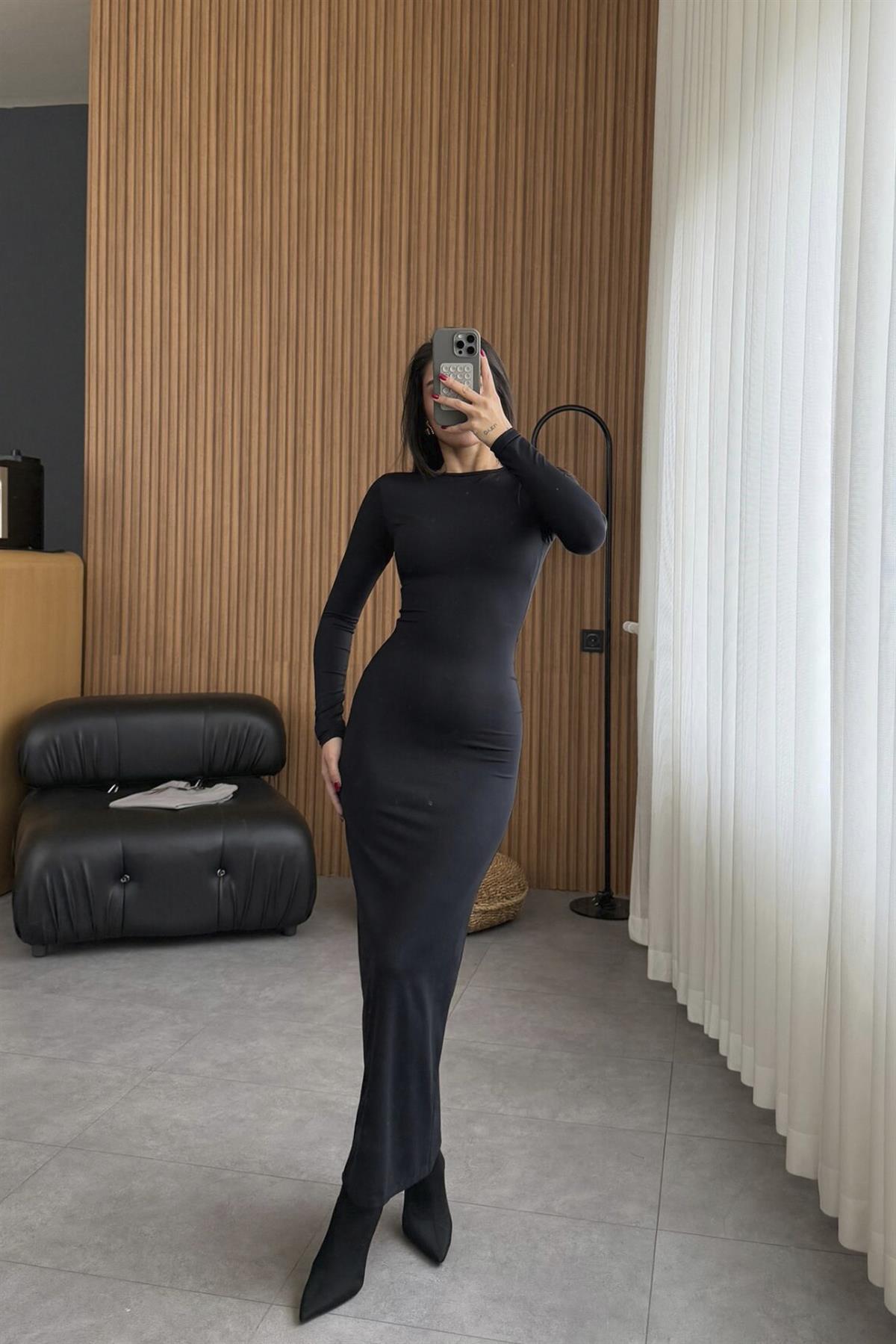 3153 UZUN ELBİSE FÜME