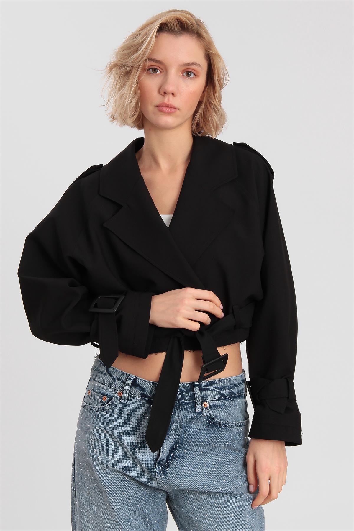 9306 REGLAN KISA CEKET SİYAH