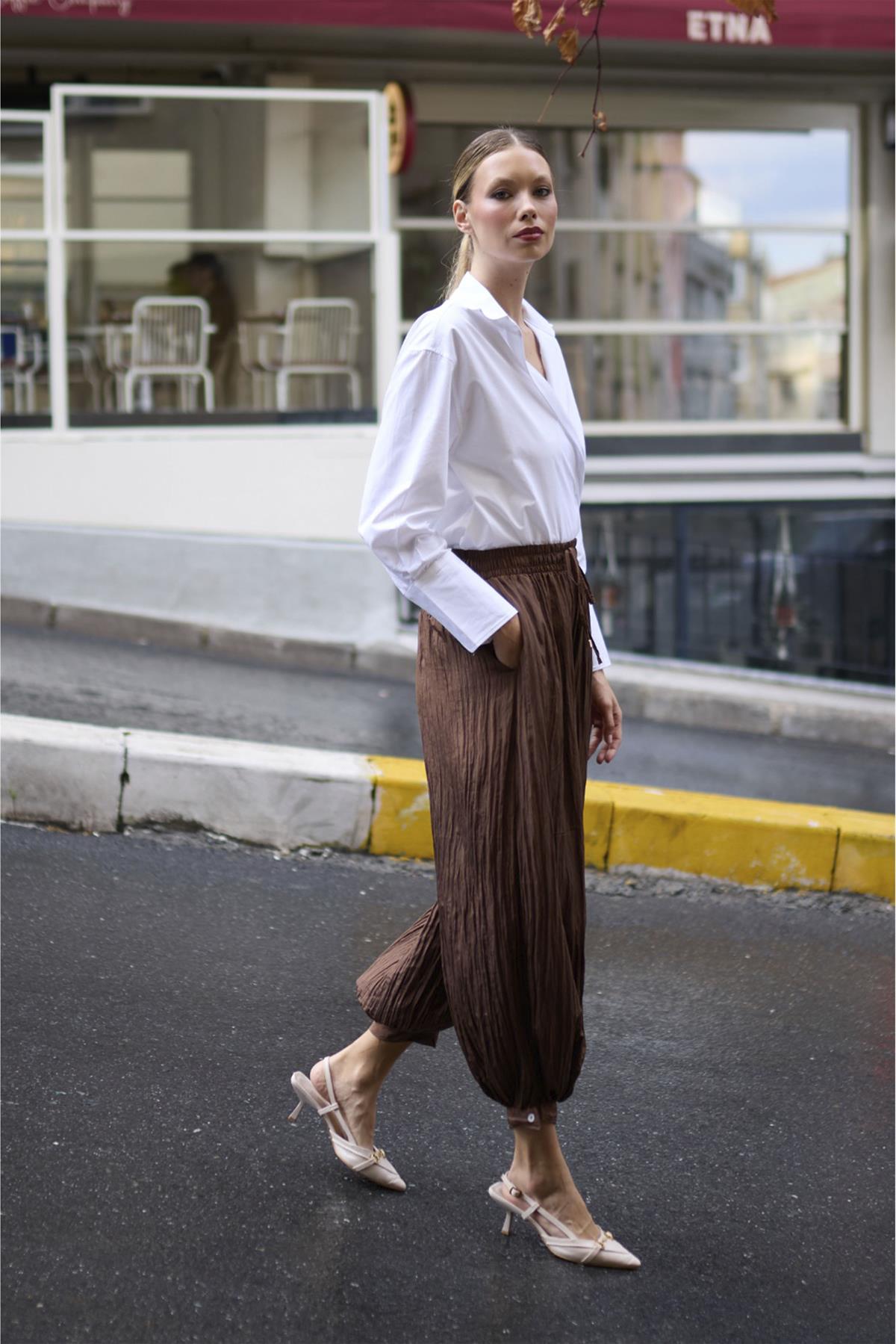 51226 ŞALVAR PANTOLON KAHVE