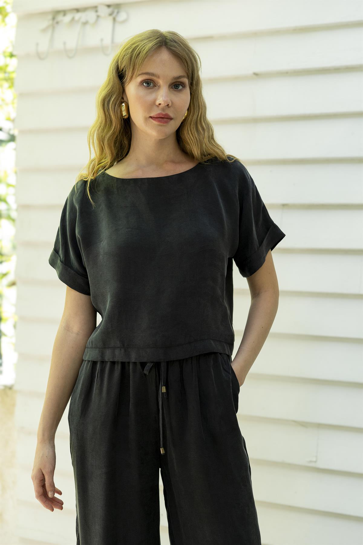 51163 BLUZ PANTOLON TAKIM SİYAH