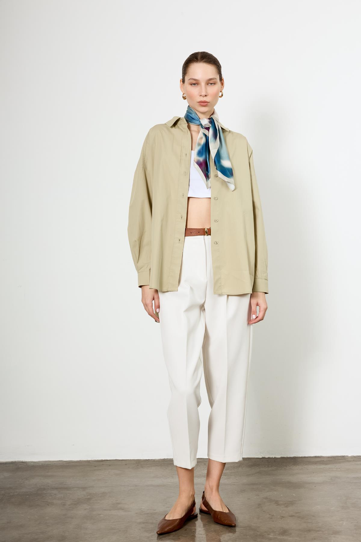 4943 POPLİN GÖMLEK AÇIK HAKİ